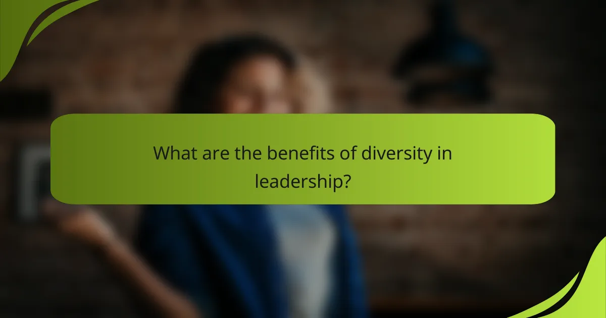 What are the benefits of diversity in leadership?